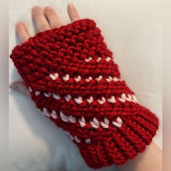 Hand Crafted Accessories - Hand Crafted Knit Spiral Heart Fingerless Gloves Valentine’s Gift Typing Gloves